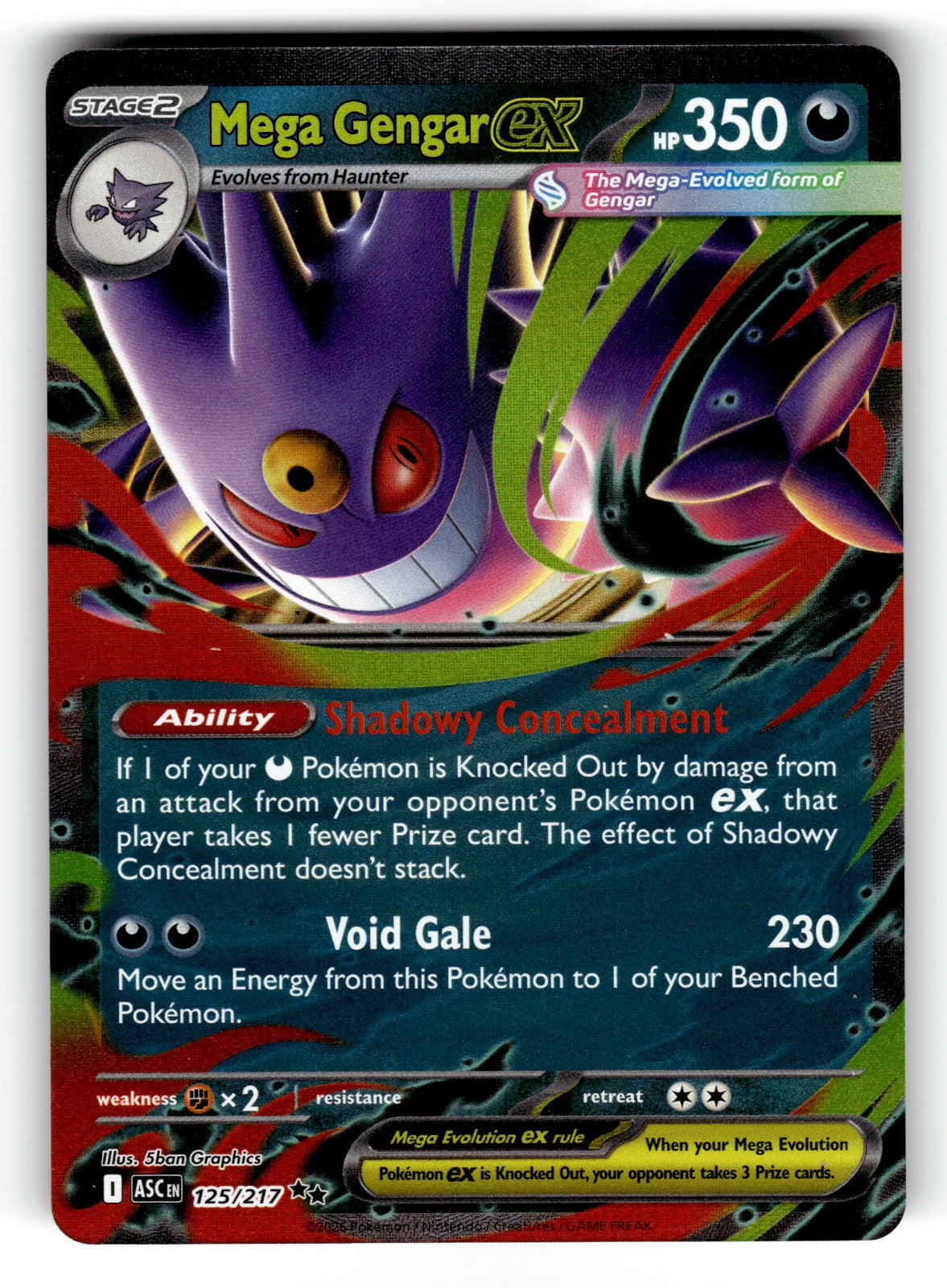 Mega Gengar ex – 056/094 PFL: ME02: Phantasmal Flames Double Rare Holo NM
