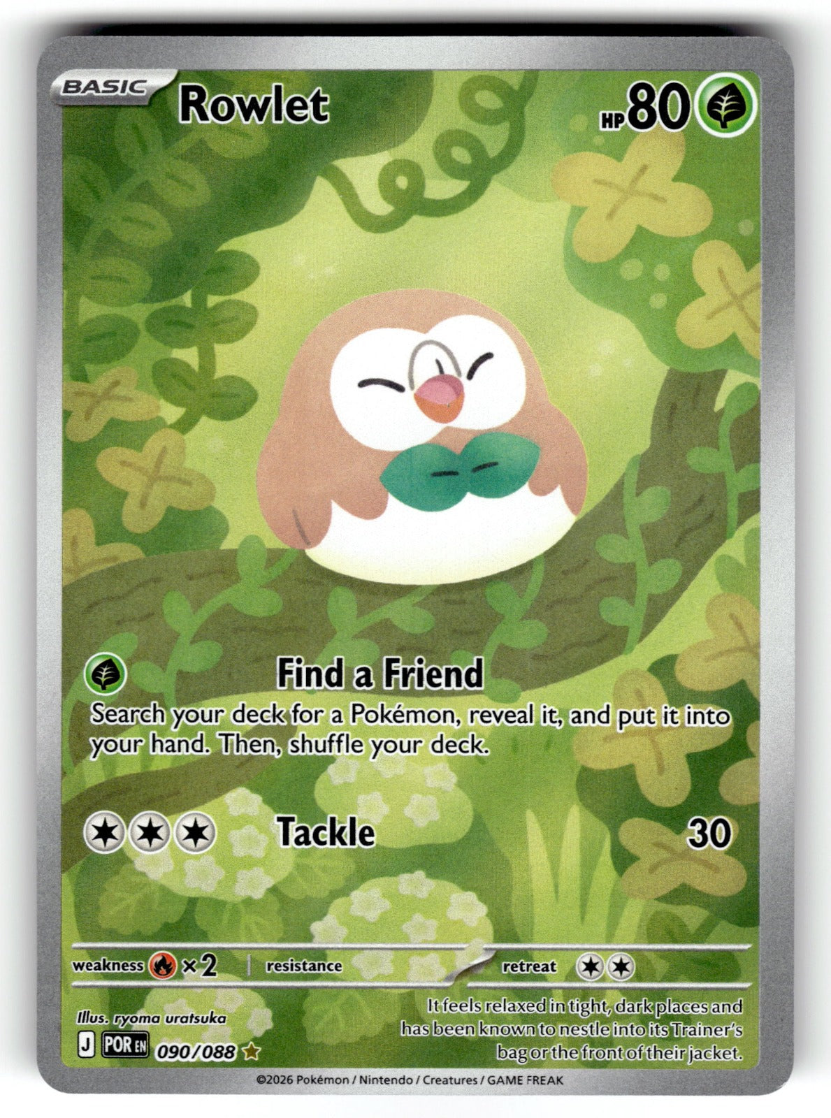 Rowlet – 090/088 POR: ME03: Perfect Order Illustration Rare Holo NM