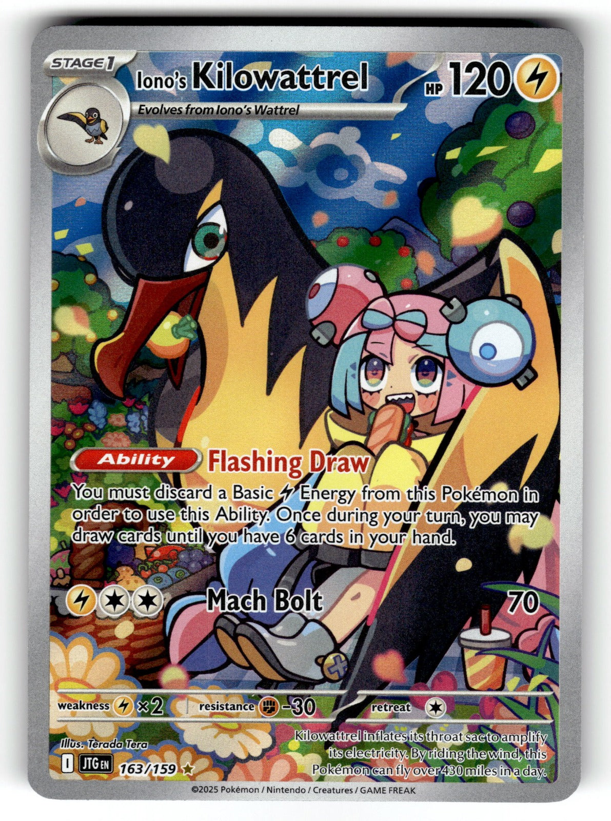 Iono's Kilowattrel – 163/159 JTG: SV09: Journey Together Illustration Rare HoloNM